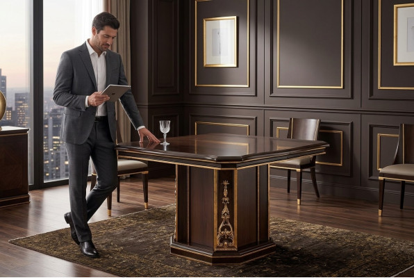 Mesa de comedor de madera, mesa de madera, mesas de madera, mesa, comedor, diseño, muebles de lujo, arredoclassic.
