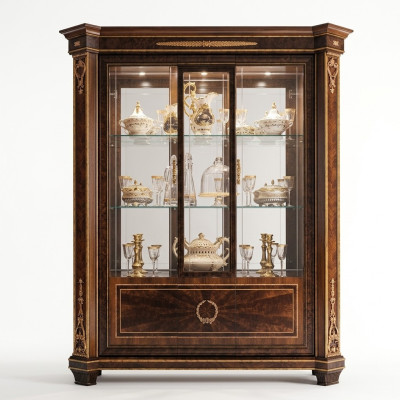 Vitrina armario Vitrinas Sala de estar Mostrar Gabinetes Diseño Rococó Barroco Madera nuevo