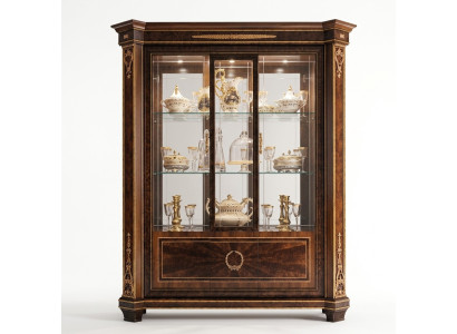 Vitrina armario Vitrinas Sala de estar Mostrar Gabinetes Diseño Rococó Barroco Madera nuevo