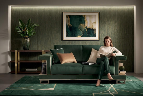 Sofá de lujo de dos plazas, diseño de muebles tapizados en tela, sofás, sofás-cama nuevos.