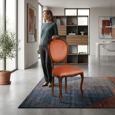 Silla Marrón Diseño Sala de estar Comedor Madera Sillas Tapizado Sillón Muebles Nuevo