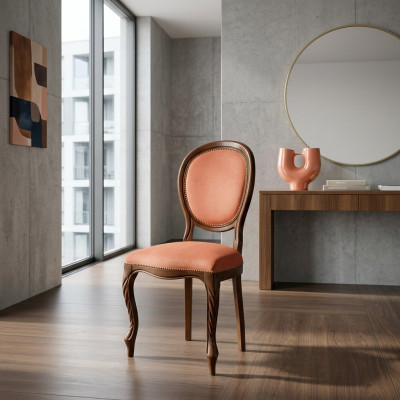 Silla Marrón Diseño Sala de estar Comedor Madera Sillas Tapizado Sillón Muebles Nuevo