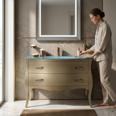 Lavabo de mueble clásico Gabinete Lavamanos Baño italiano Gabinete inferior