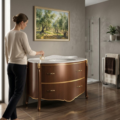 Mueble de lavabo clásico con lavabo, armario inferior cuarto de baño italiano.