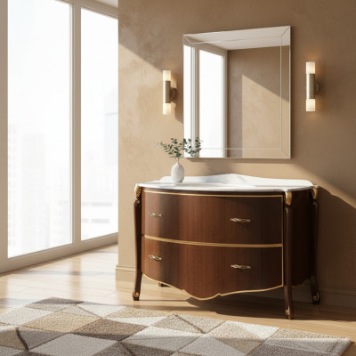 Mueble de lavabo clásico con lavabo, armario inferior cuarto de baño italiano.