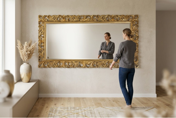 Espejo de pared de muebles de espejo clásico de diseñador italiano en madera - Modelo 1576