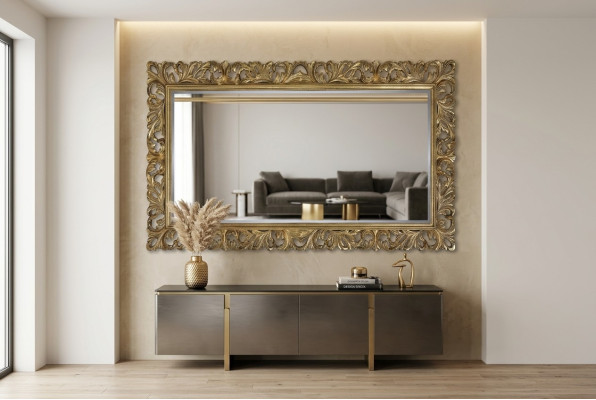 Espejo de pared de muebles de espejo clásico de diseñador italiano en madera - Modelo 1576