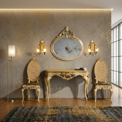 Consola mesa cómoda con espejo Conjunto de muebles de lujo Clase Estilo Moderno 2 piezas Nuevo