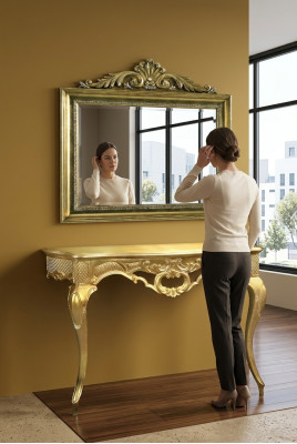 Consola Cómoda Mesa de pared Clásica consola Mesa consola con espejo de lujo
