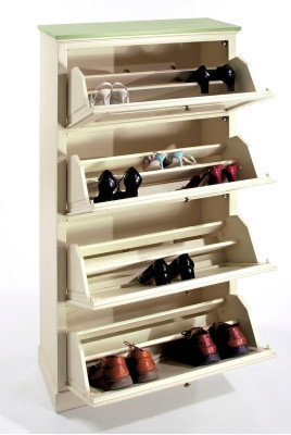Mueble de zapatos de madera con 4 compartimentos, muebles macizos, zapatero, estante de zapatos, estante nuevo.