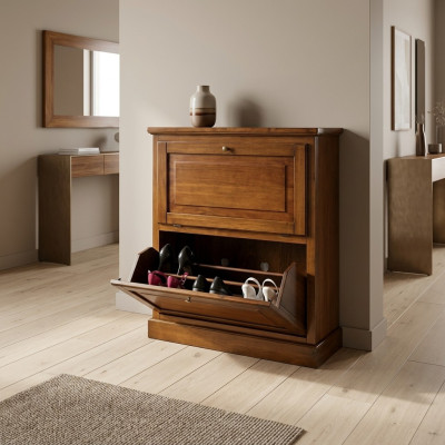 Mueble de zapatos de 2 compartimientos aparador de madera maciza Muebles Armario Estante de zapatos Estantes Nuevo