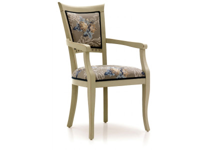 Silla de comedor Art déco con reposabrazos, sillas de comedor de diseño de lujo en tela multicolor.