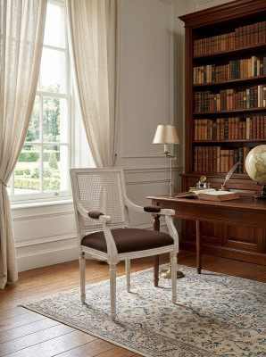 Sillas de comedor de diseño textil de lujo en beige, nuevas Silla de comedor con reposabrazos