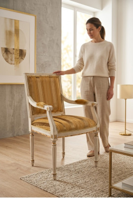 Silla de comedor Sillón de diseño Nuevo sillón con reposabrazos Silla de comedor de madera