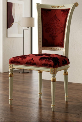 Silla de lujo roja Sillón Comedor Muebles de diseño de madera Blanco Silla sin reposabrazos