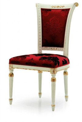 Silla de lujo roja Sillón Comedor Muebles de diseño de madera Blanco Silla sin reposabrazos