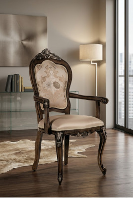 Sillón de madera tapizado Muebles de comedor clásicos Silla de madera Sillas Sillón Muebles