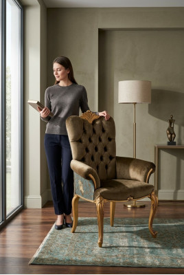 Silla con reposabrazos Silla de comedor de madera Sillas de comedor Diseño de sillón Art déco