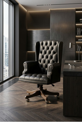 Silla giratoria clásica con ruedas Silla de oficina para jefe Silla de oficina italiana nueva