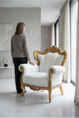 Diseño Lujo Clásico Moderno Respaldo Tela Sillón 1 Plaza Sofá Tapizado Sofás