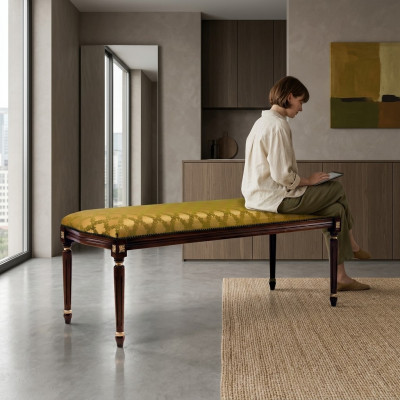 Diseño de lujo Taburete Acolchado Moderno Asiento Textil Relajarse Sofá de acompañamiento Chesterfield