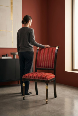 Silla Asiento Acolchado Silla Italia Lujo Sillas de comedor Tela Madera 1x Sillón