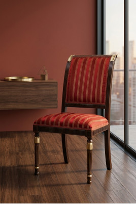Silla Asiento Acolchado Silla Italia Lujo Sillas de comedor Tela Madera 1x Sillón