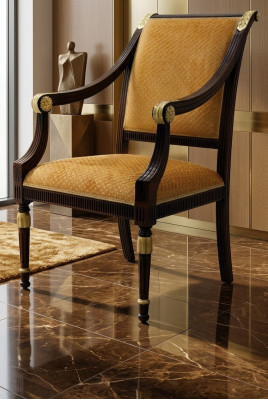 Diseño de silla Sala de estar Comedor Sillas de madera Tapizado Apoyabrazos Vaccari giovanni