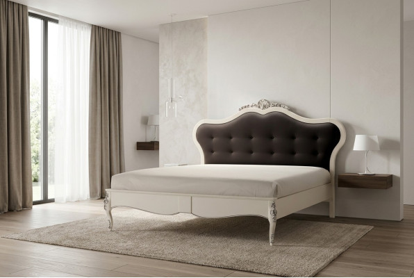 Diseño de dormitorio cama de lujo 180x200 Marco de cama doble de tela en beige Camas nuevas