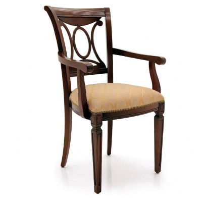 Diseño de silla tapizada de madera para oficina o comedor con reposabrazos, clásica y nueva.