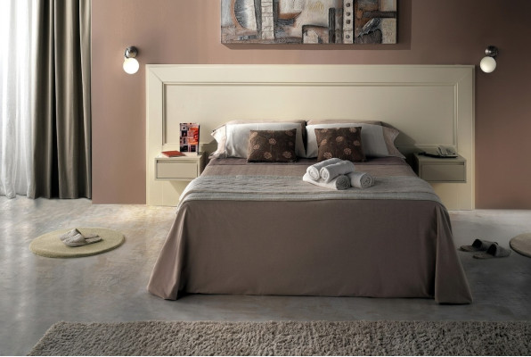 Diseño moderno de muebles de lujo, set de 4 piezas para equipamiento de hotel, 2 camas + mesita de noche.