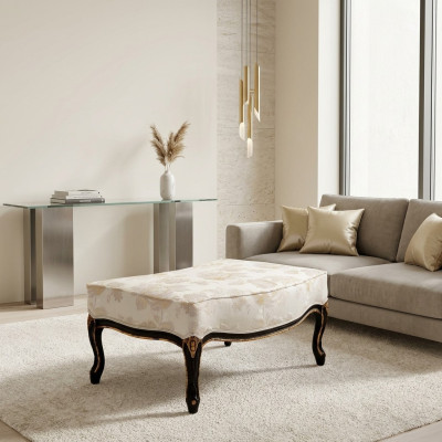Diseño taburete reposapiés asiento cojín banco asiento textil madera estilo