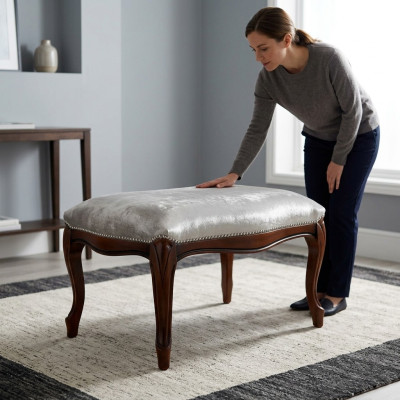 Ottomana Silla Chaise Acolchada Pufa Azul Nuevo Diseño Taburete Reposapiés