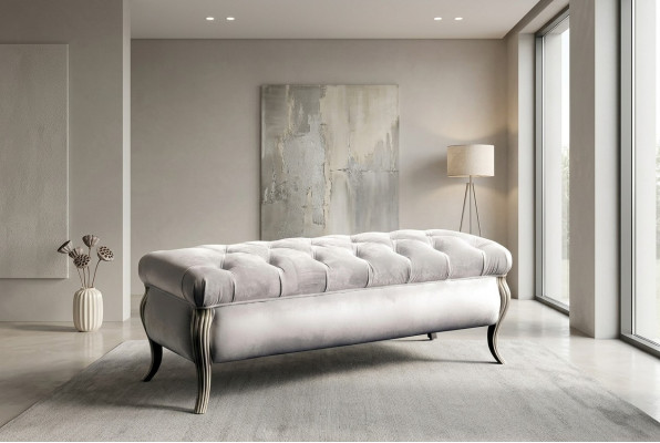 Chesterfield Design Taburete Pouf Oval Reposapiés Muebles Taburete Tapizado Taburete de Asiento