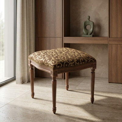 Taburete de diseñador para sala de estar, madera y textil, reposapiés, taburete otomano, taburete asiento, pouf.