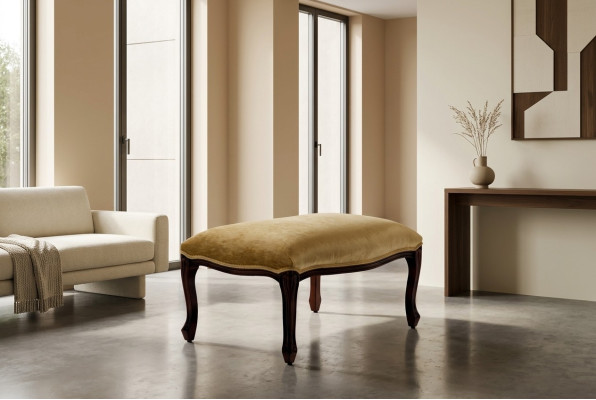 Vivir Bancos de asientos Asiento Textil Beige Diseño Taburete Taburete Acolchado Pie Descanso Muebles