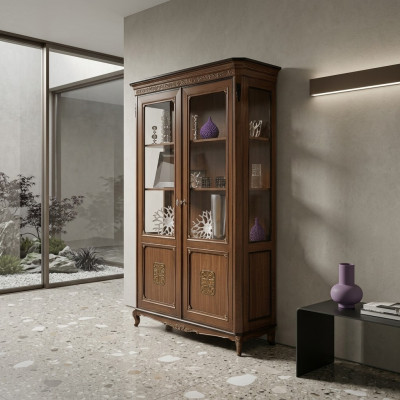 Vitrine de vidrio de gabinete de madera maciza Gabinete de sala de estar Muebles Cómoda Madera maciza.