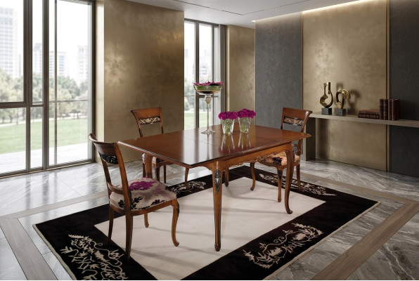 Mesas de comedor Muebles 110x110cm Mesas Habitación de madera Diseño Mesa de comedor de madera Mesa Clásica