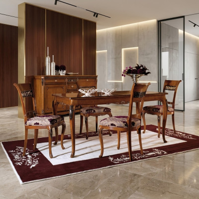 Juego de sillas de comedor de 4 piezas, diseño clásico tapizado en madera nueva.