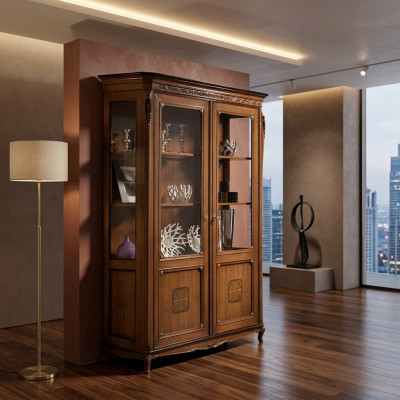 Vitrina de cristal Armario de madera maciza Vitrina Mueble de salón Aparador Madera maciza
