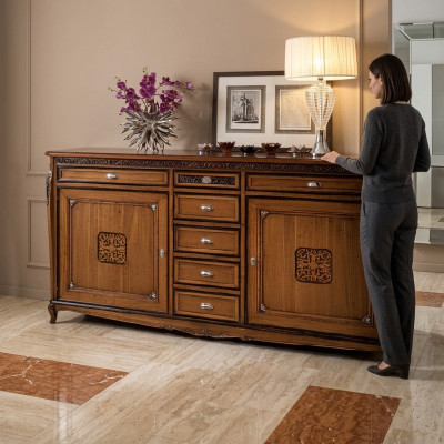 Sala de estar de madera aparador nuevo aparador con cajón vitrina.