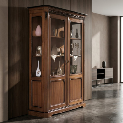 Vitrina de madera de lujo gabinetes de estilo clásico muebles de diseño italiana marrón