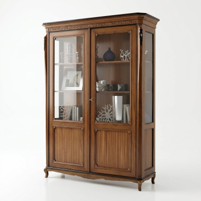 Muebles de madera marrón Vitrina Elegante armario vitrina Muebles italianos Clásicos
