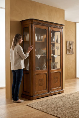 Mueble grande de madera marrón vitrina de lujo armario de vitrina diseño muebles italianos