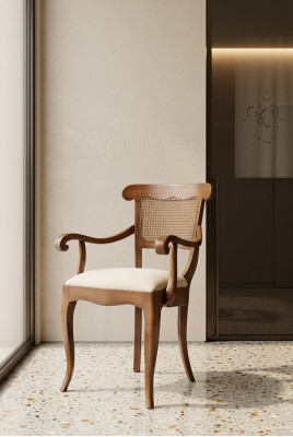 Silla de diseño con apoyabrazos de comedor de estilo rural, sillas de cocina de tela nuevas.