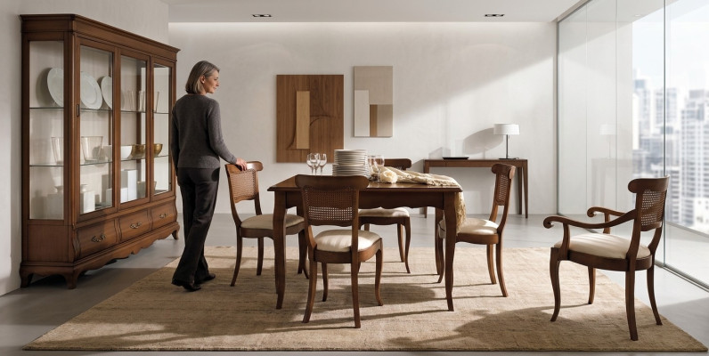 Sillas de diseñador Lehn 4x de madera Conjunto de sillas barrocas Clásico tapizado de asiento