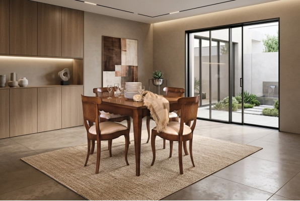 Sillas de diseñador Lehn 4x de madera Conjunto de sillas barrocas Clásico tapizado de asiento