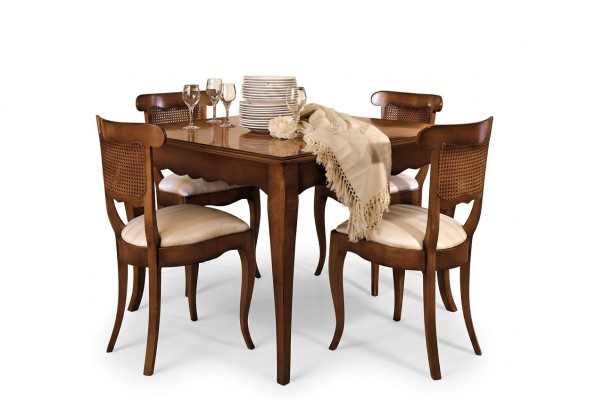 Sillas de diseñador Lehn 4x de madera Conjunto de sillas barrocas Clásico tapizado de asiento