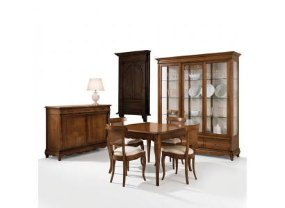 Juego de sala de estar Mesa 4 sillas Silla Vitrina Conjunto de cómoda Grupo de comedor de 7 piezas Comedor