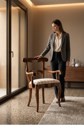 Silla tapizada con reposabrazos Sillón de lujo Silla Sillas Sala de estar Comedor Sillón
